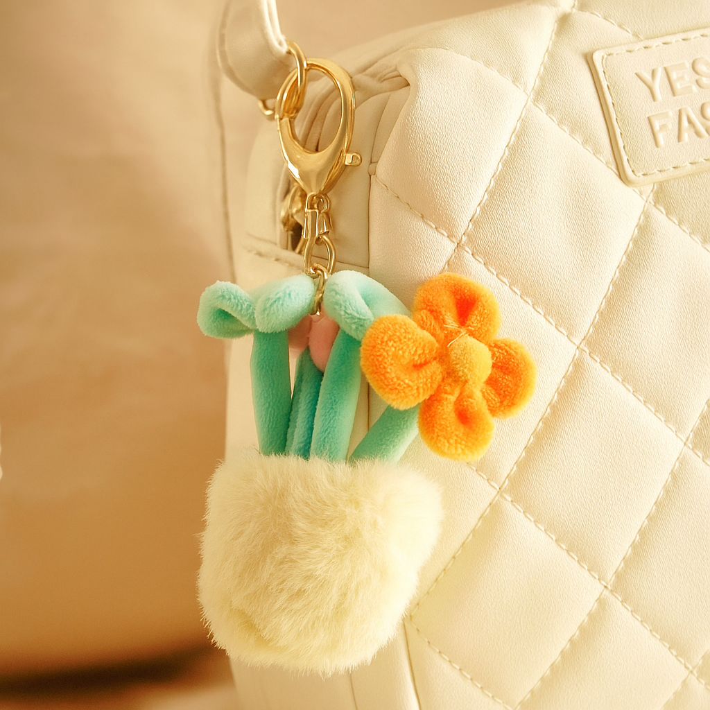 Colorful Daisies Pot Plushie Keyring