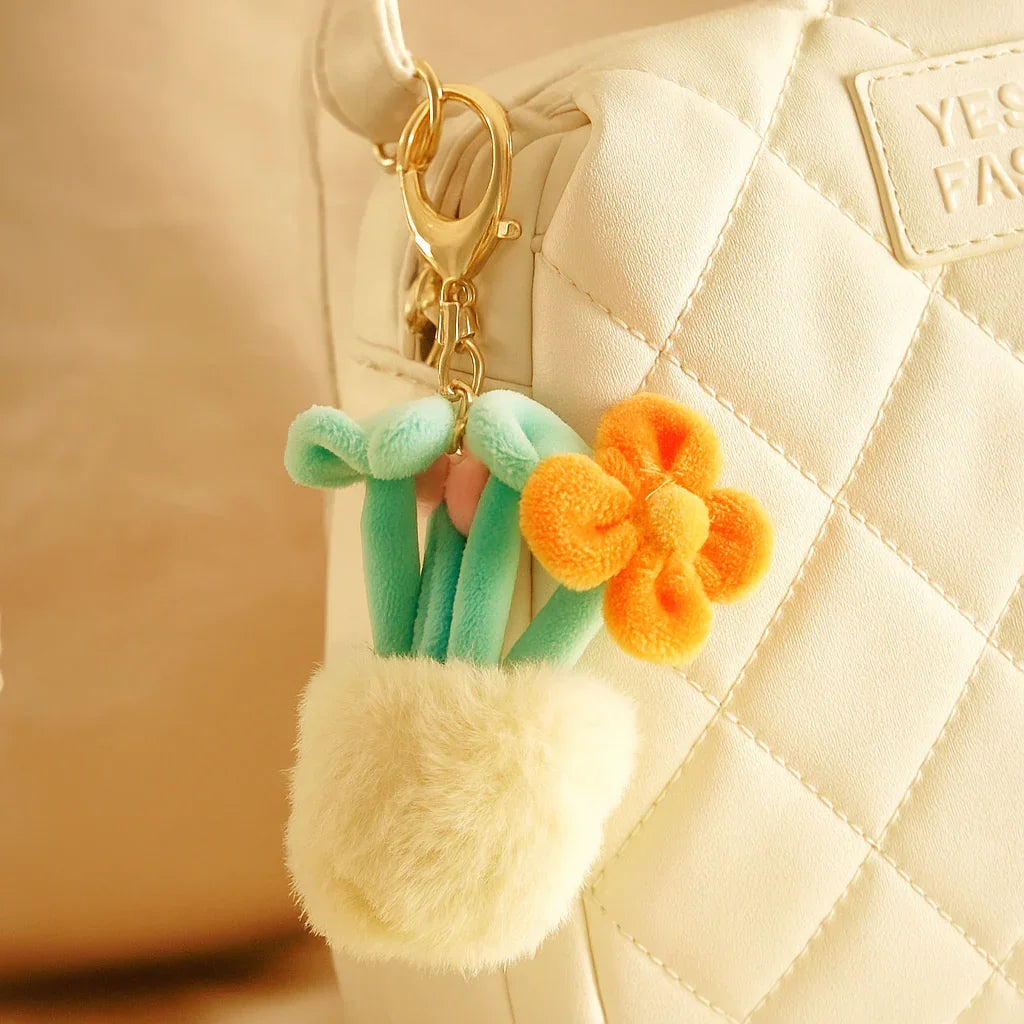 Colorful Daisies Pot Plushie Keyring