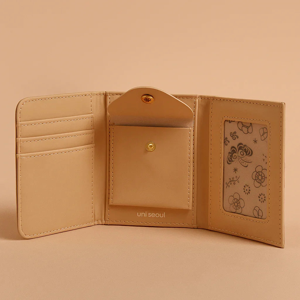 Party Puppy Beige Gingham Wallet