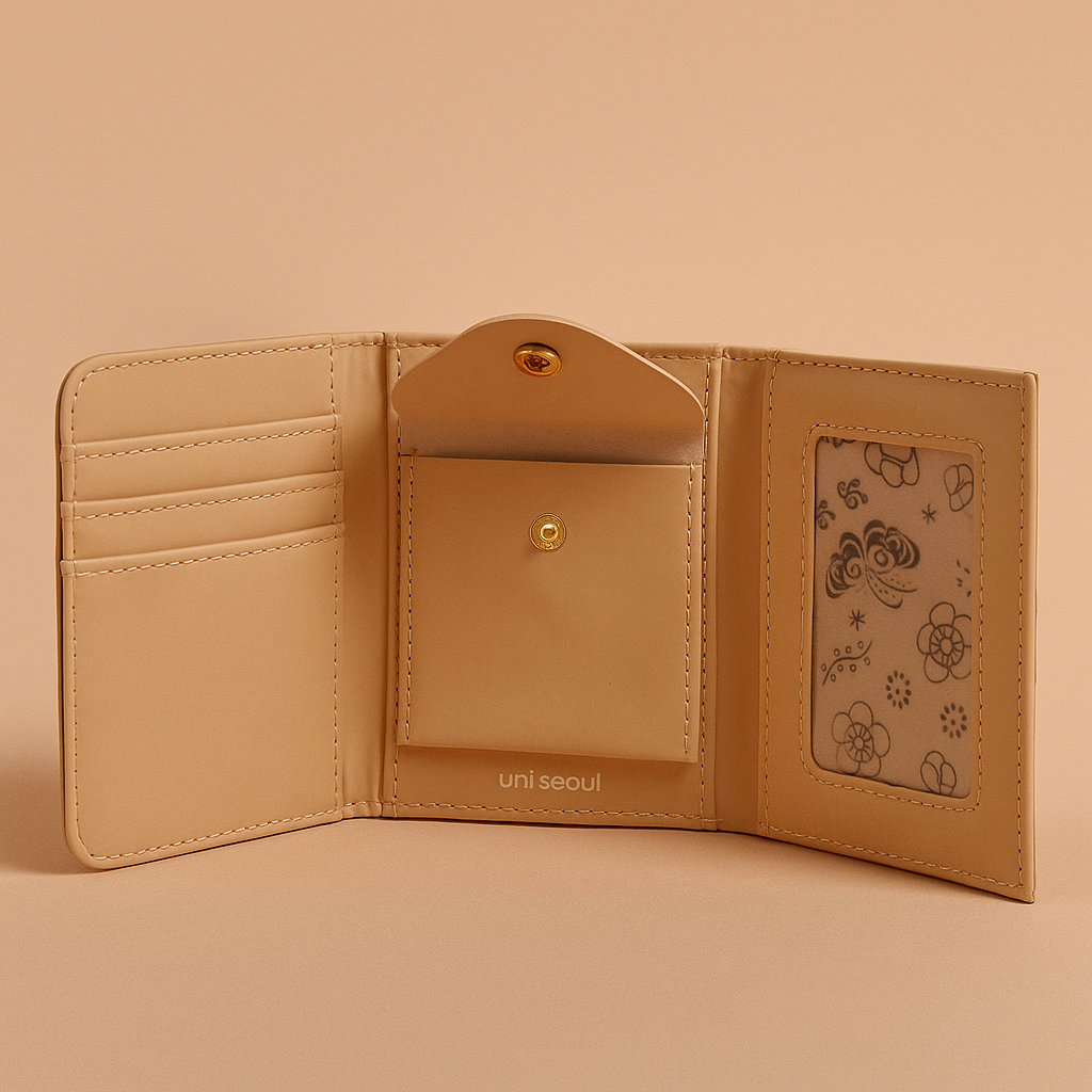 Happy Puppy Blue Gingham Wallet