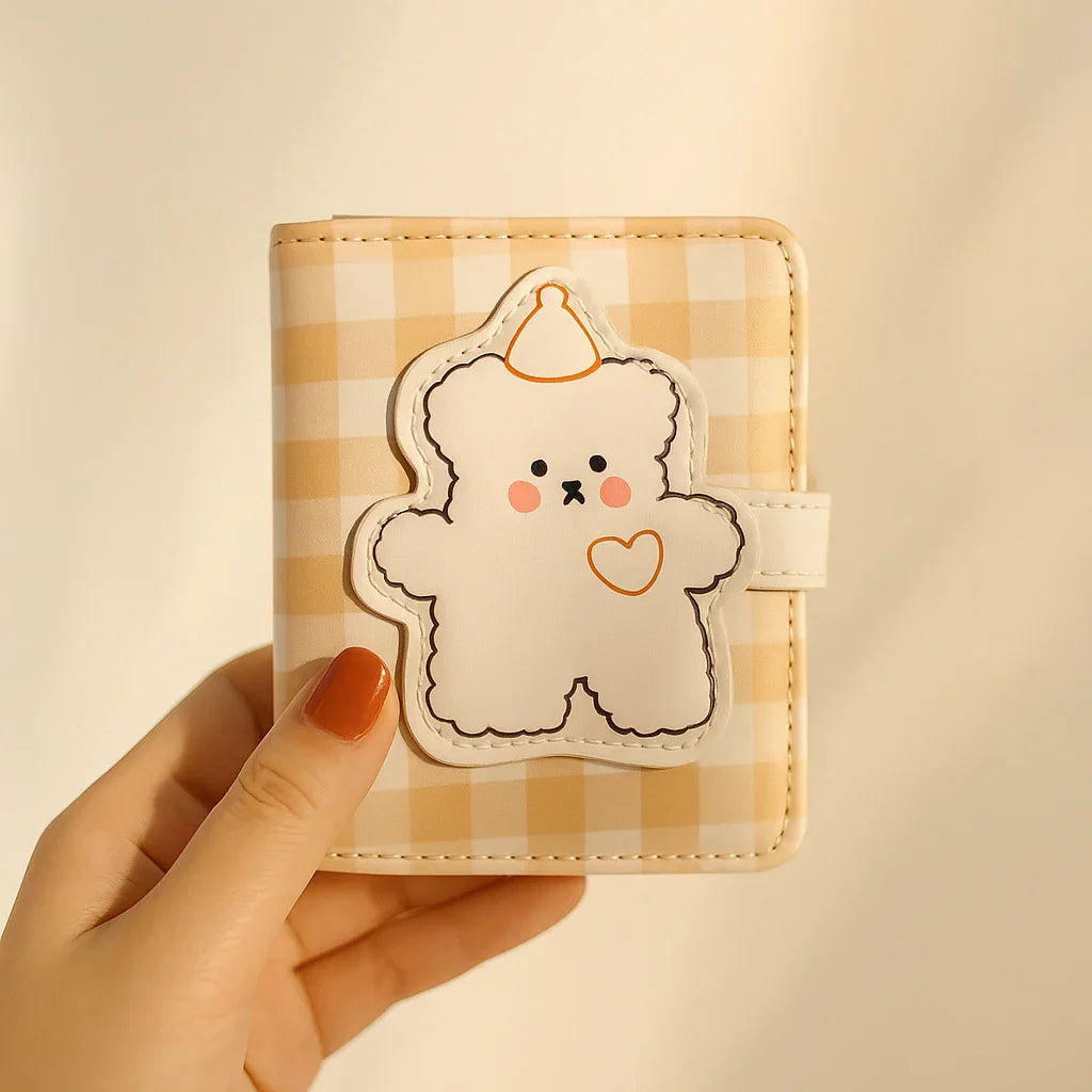 Party Puppy Beige Gingham Wallet