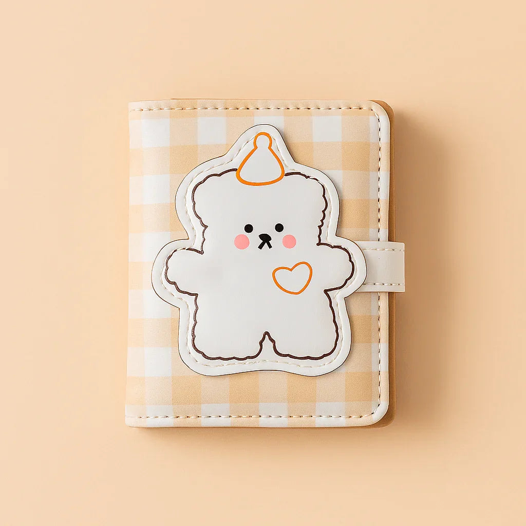 Party Puppy Beige Gingham Wallet