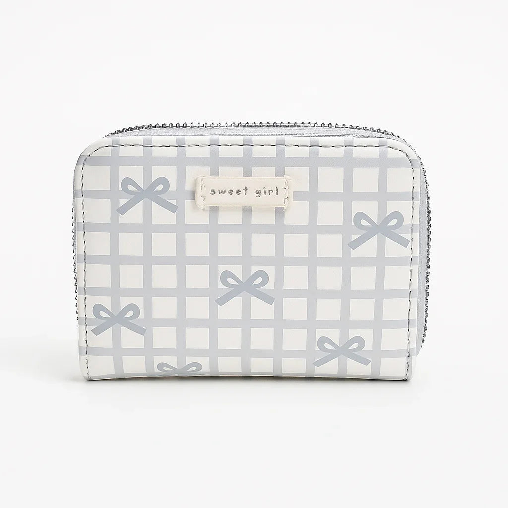 Blue Bow Gingham Card Holder