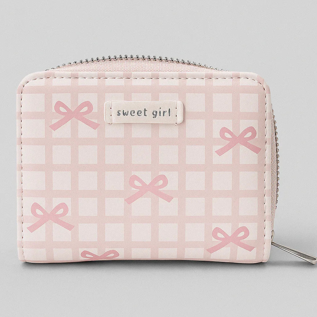 Pink Bow Gingham Card Holder