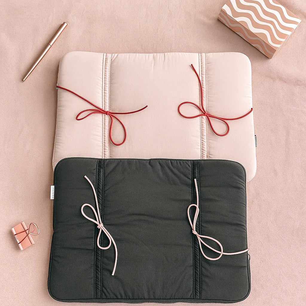 Black Puffed Bow Laptop Sleeve