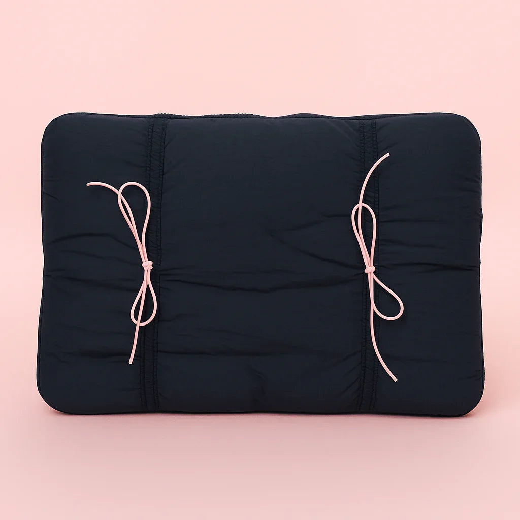 Black Puffed Bow Laptop Sleeve