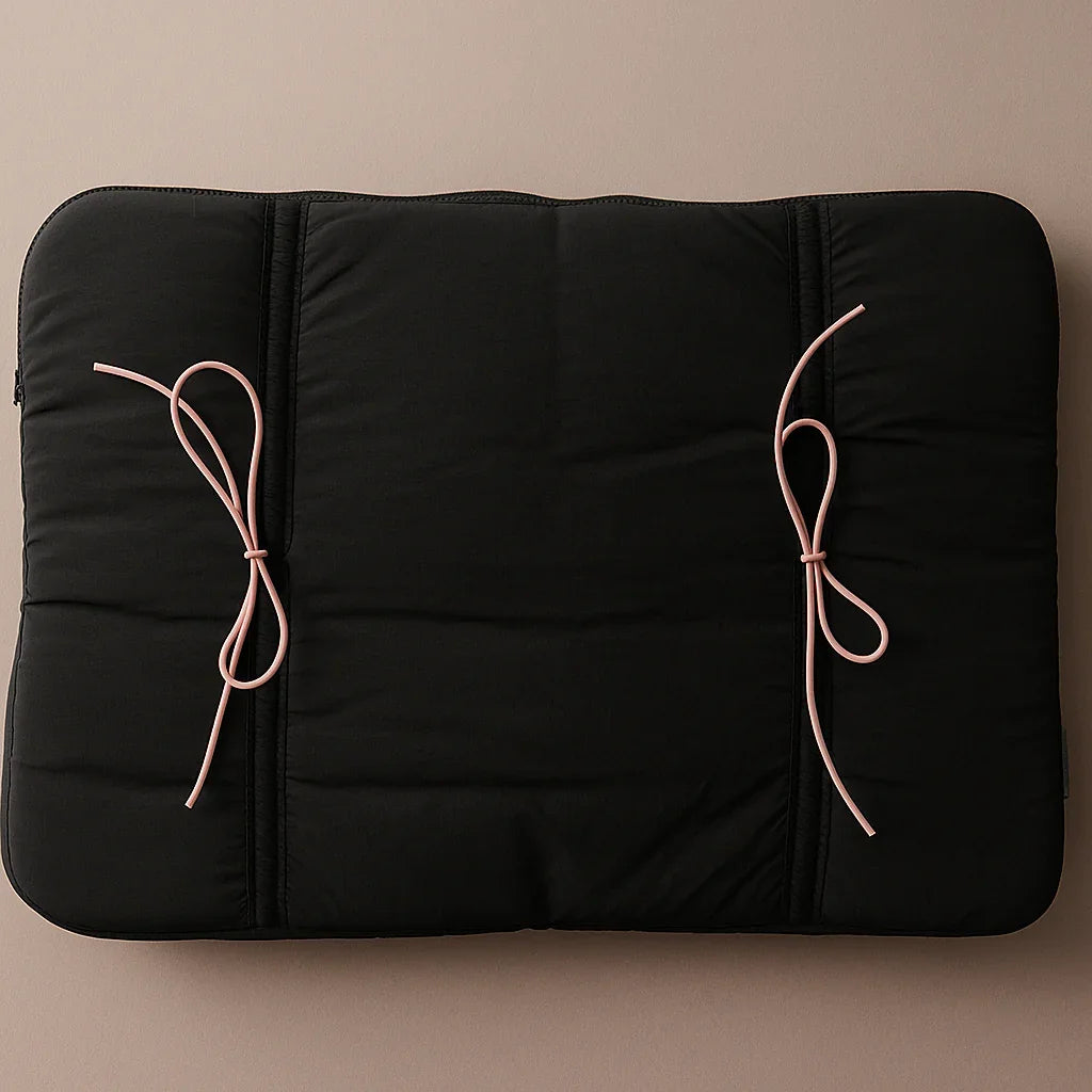 Black Puffed Bow Laptop Sleeve