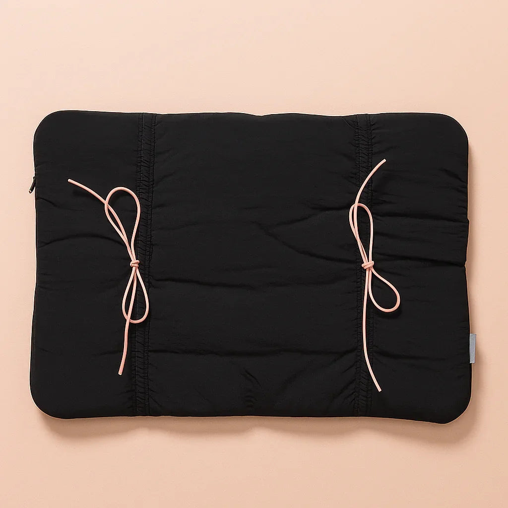 Black Puffed Bow Laptop Sleeve