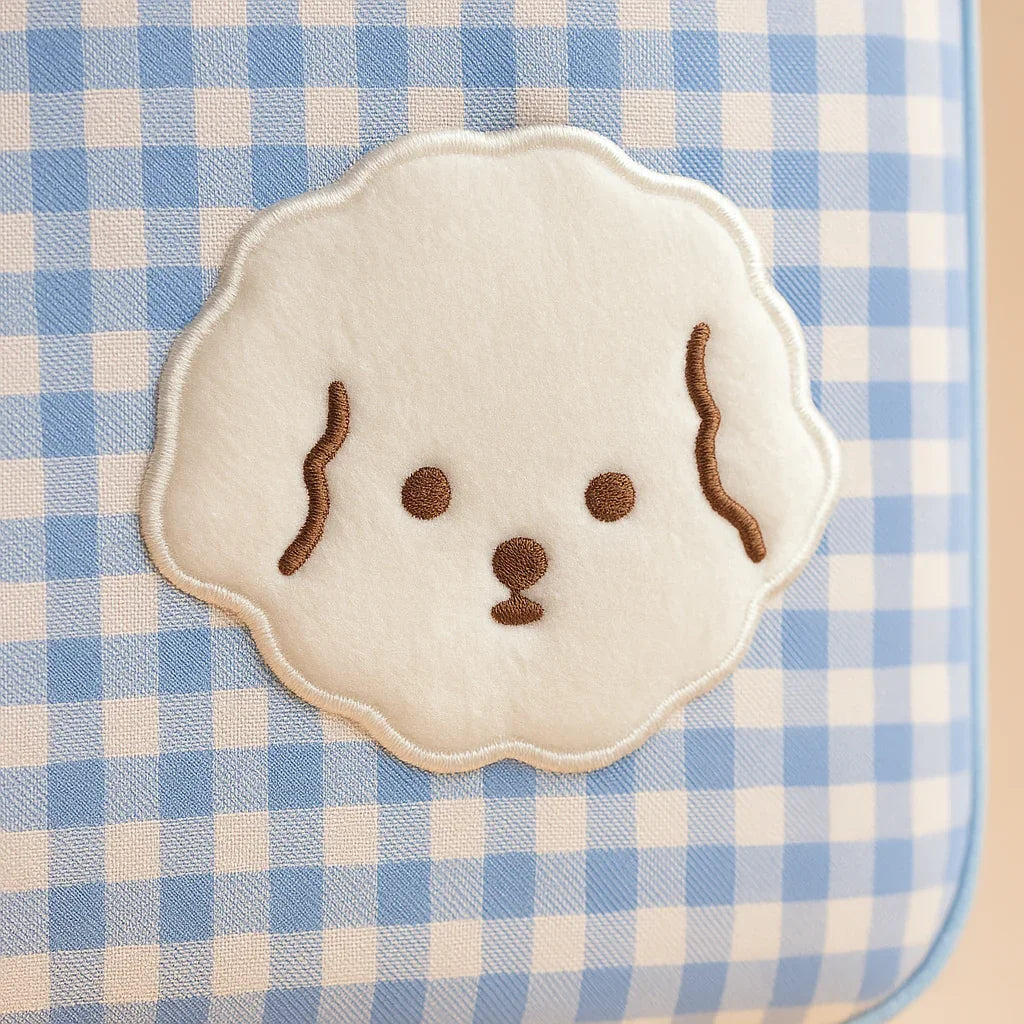 Blue Gingham Dog Laptop Bag