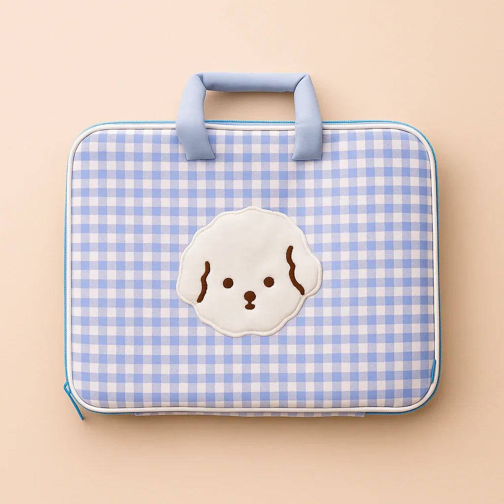 Blue Gingham Dog Laptop Bag
