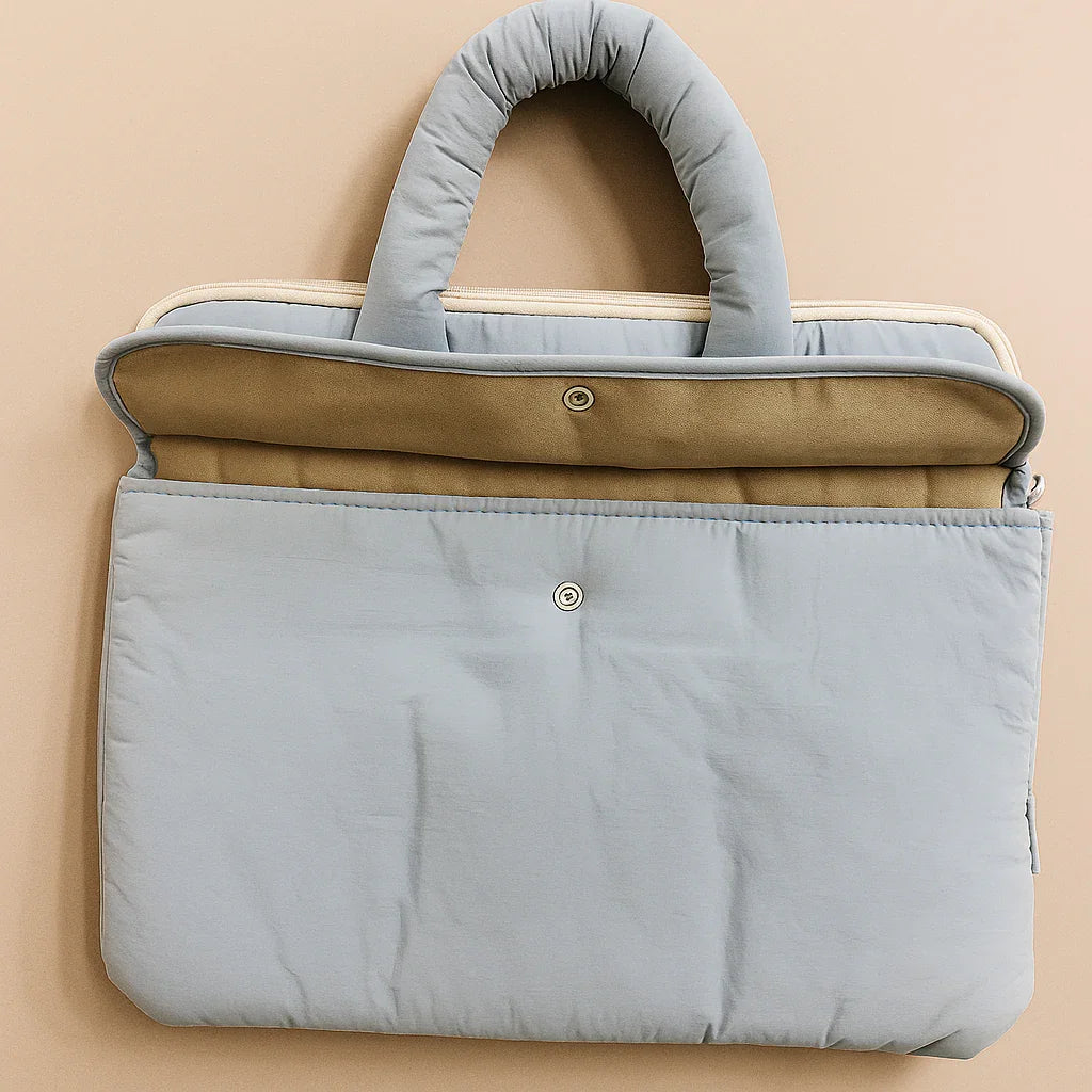 Puffed Blue Laptop Bag
