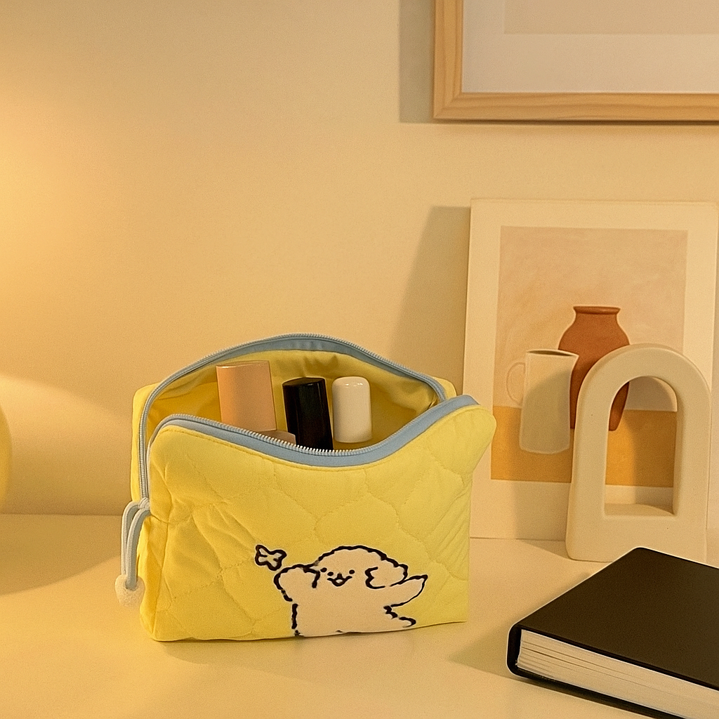 Playing Puppy Makeup/Utility Bag Yellow