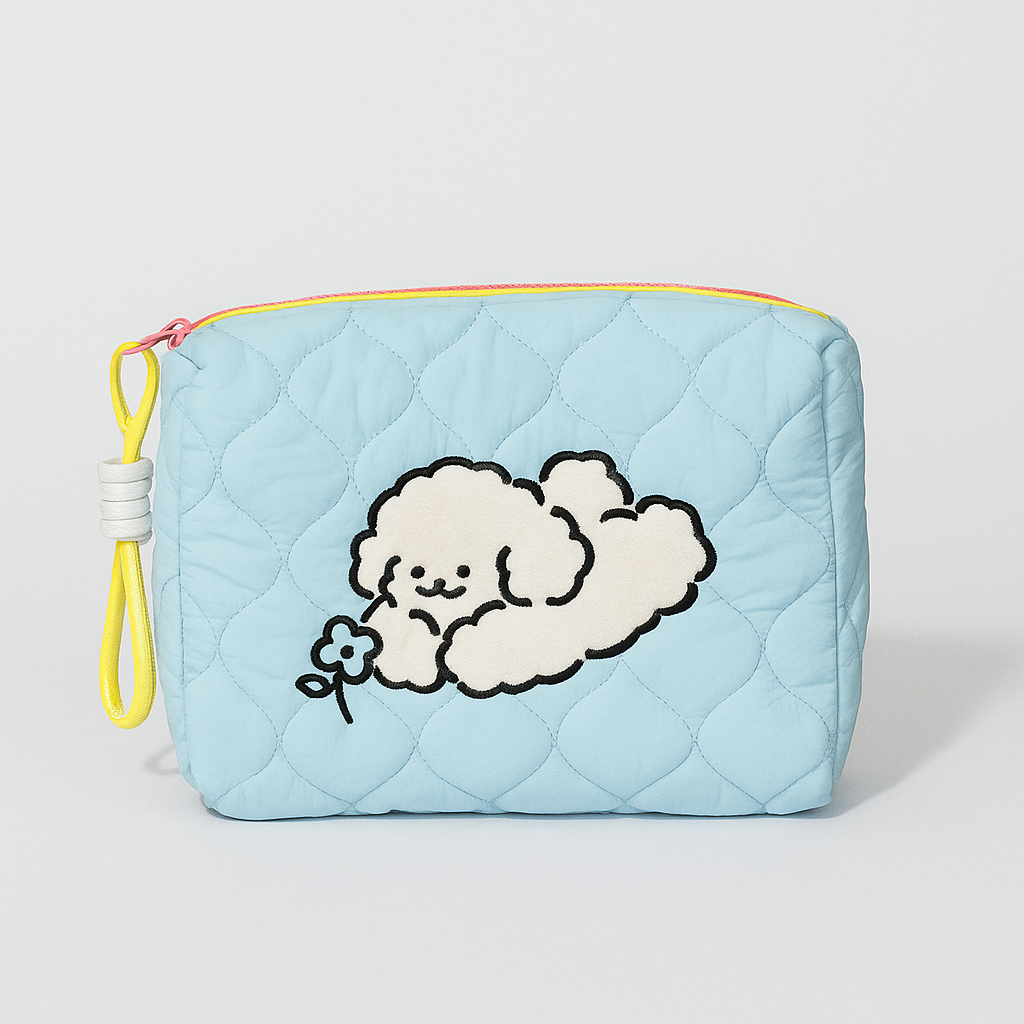 Lying Puppy Makeup/ Utility Bag Blue