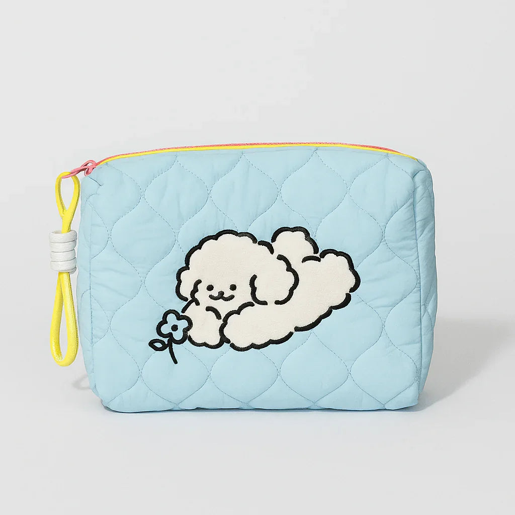 Lying Puppy Makeup/ Utility Bag Blue