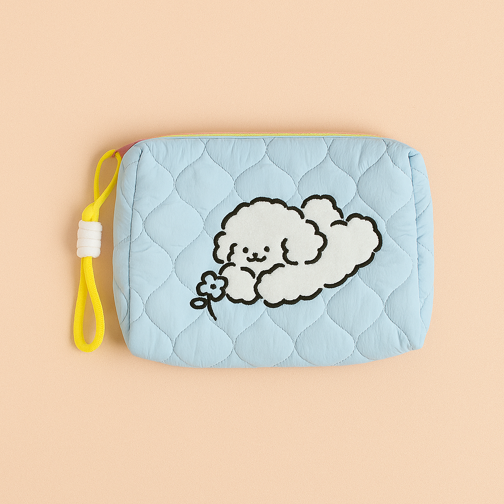 Lying Puppy Makeup/ Utility Bag Blue