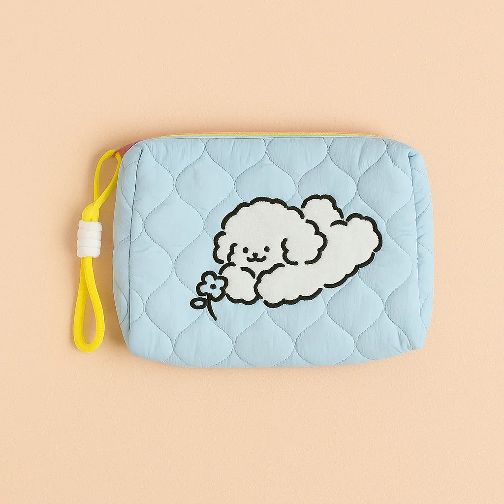 Lying Puppy Makeup/ Utility Bag Blue