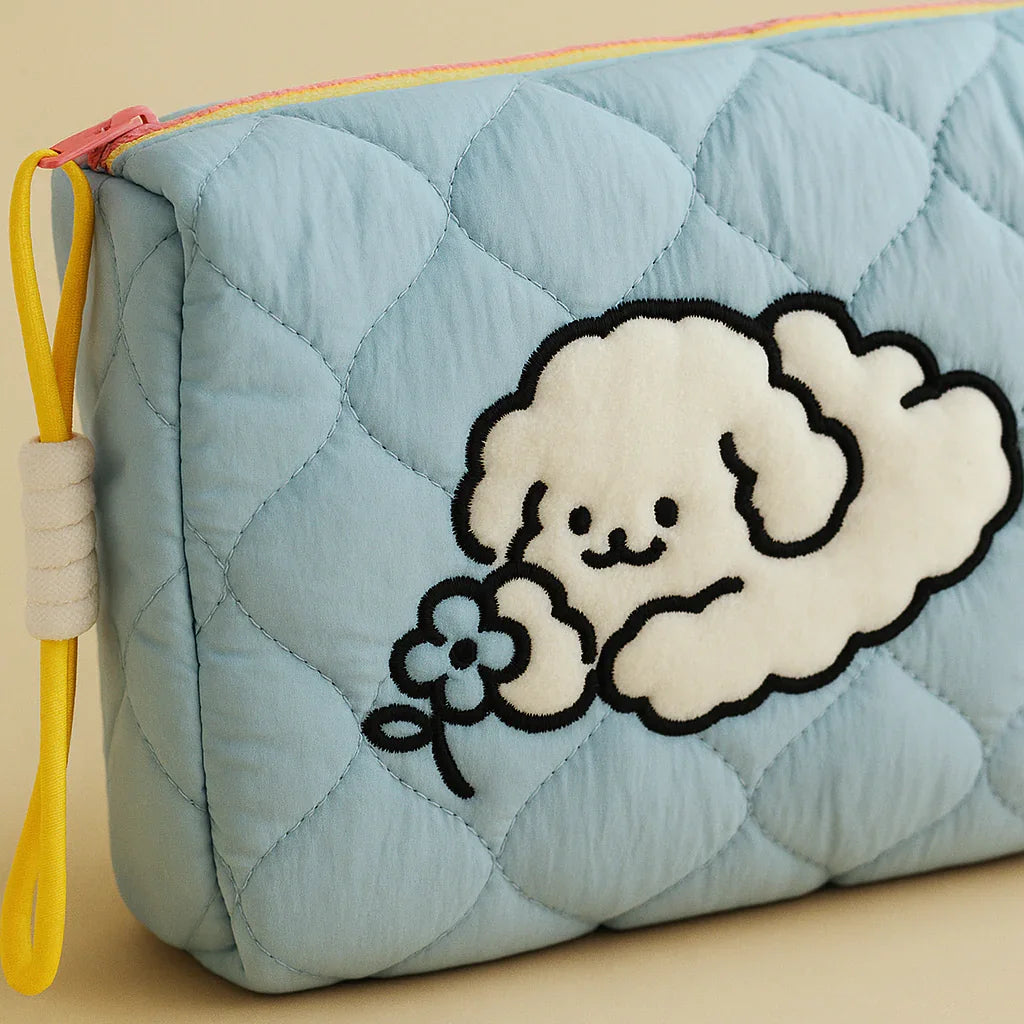 Lying Puppy Makeup/ Utility Bag Blue
