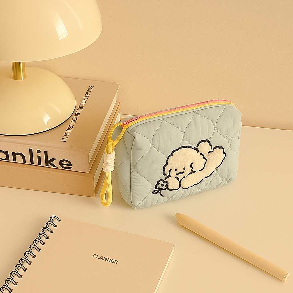 Lying Puppy Makeup/ Utility Bag Blue