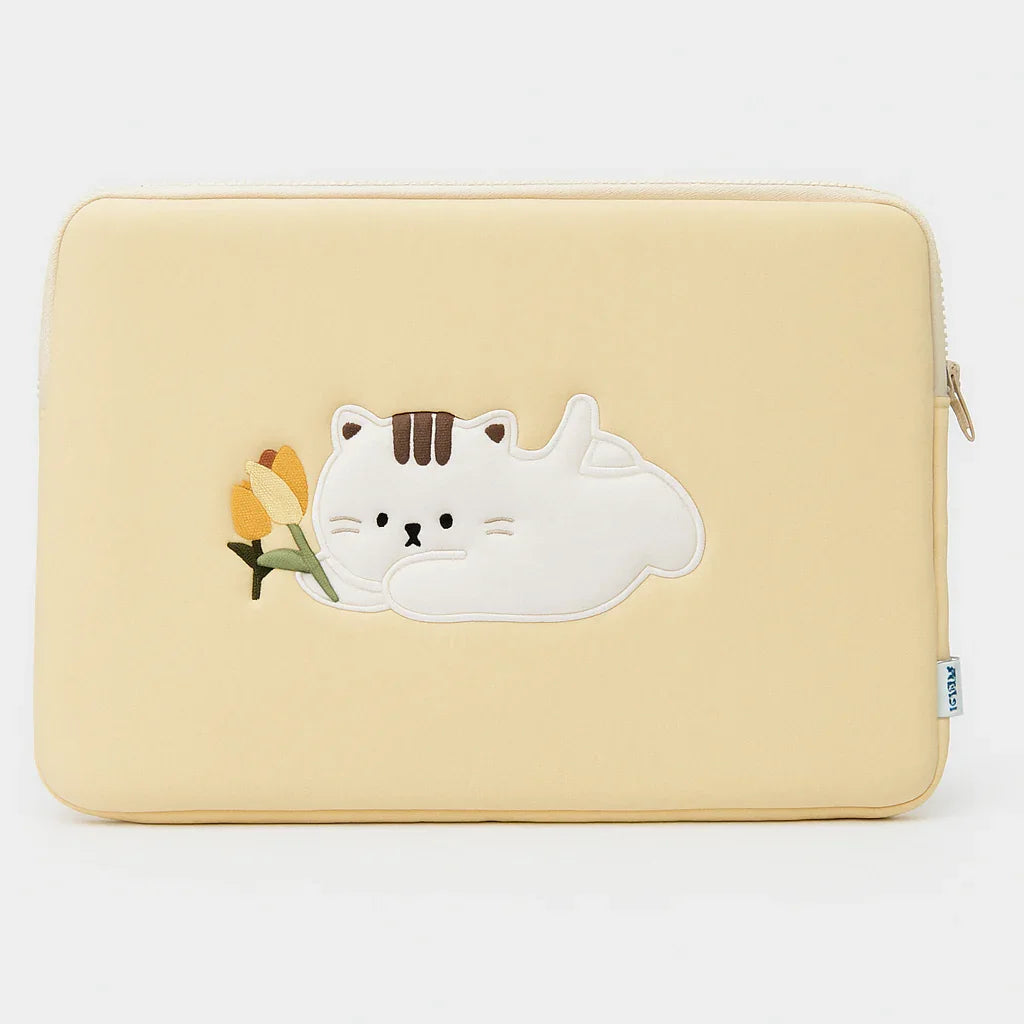 Cat With Yellow Tulip Laptop sleeve