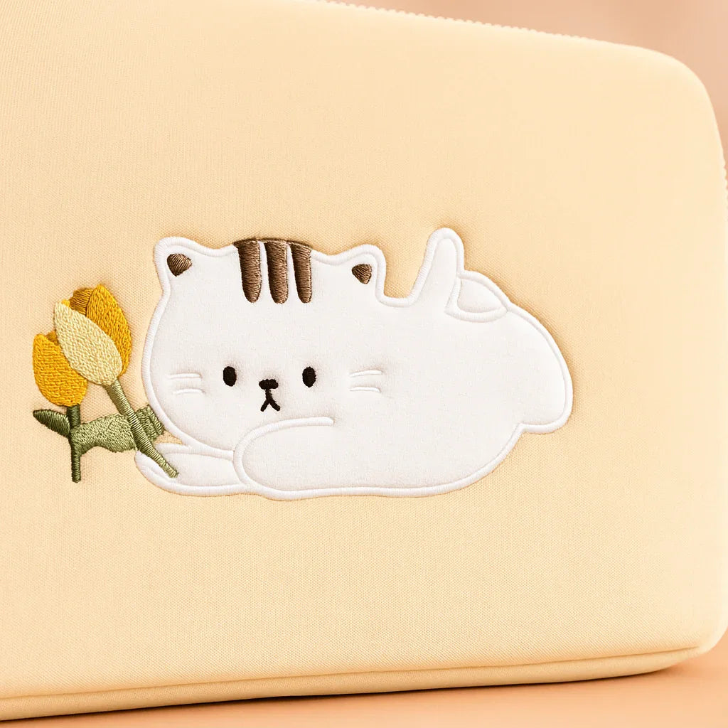 Cat With Yellow Tulip Laptop sleeve