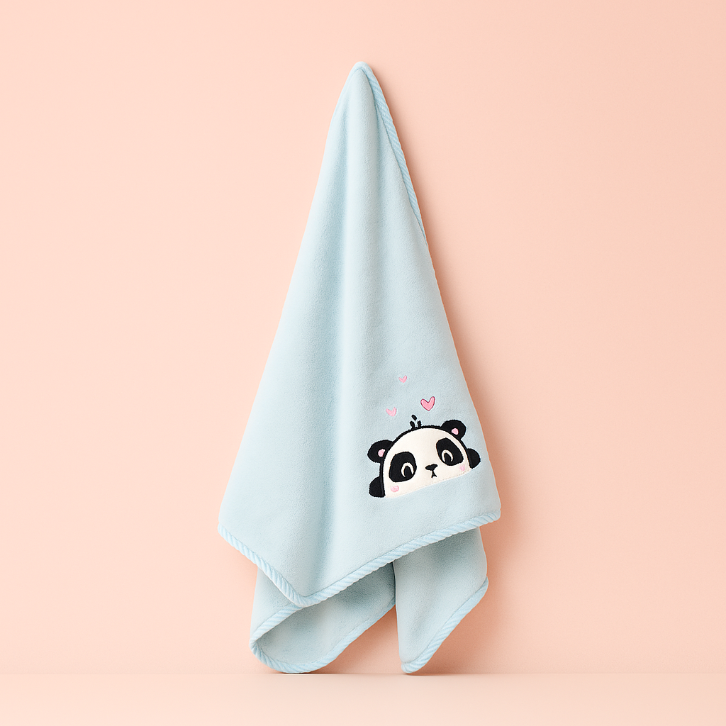 Panda Microfibre Towel Blue