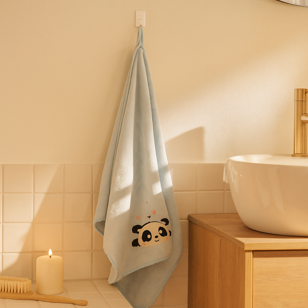 Panda Microfibre Towel Blue