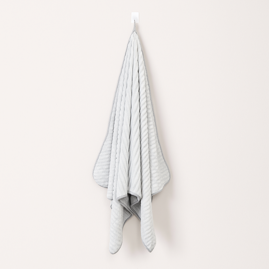 Block Pattern Microfibre Towel - Grey (S)