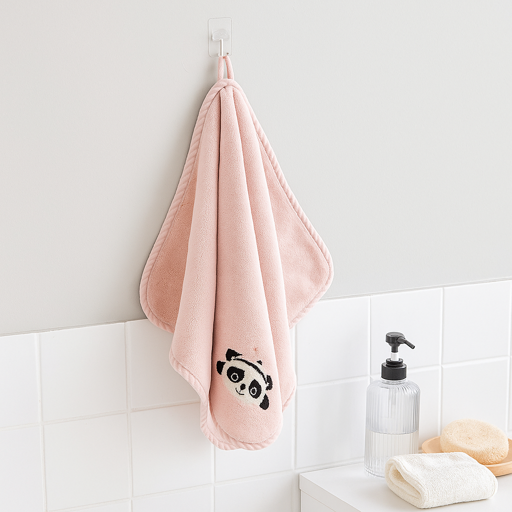 Panda Microfibre Towels Pink
