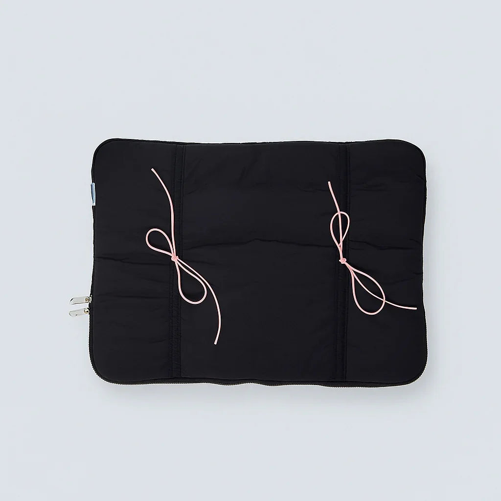 Black Puffed Bow Laptop Sleeve