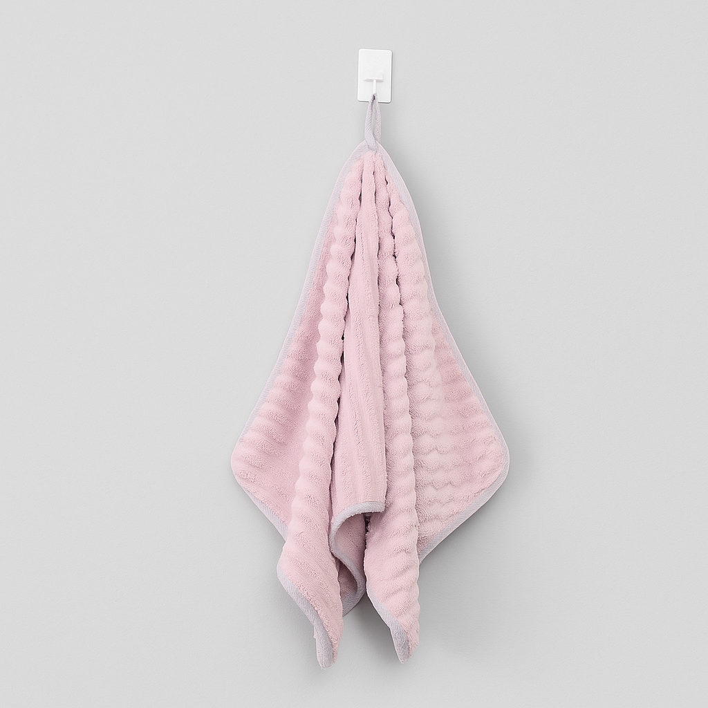 Block Lined Microfibre Towel - Pink