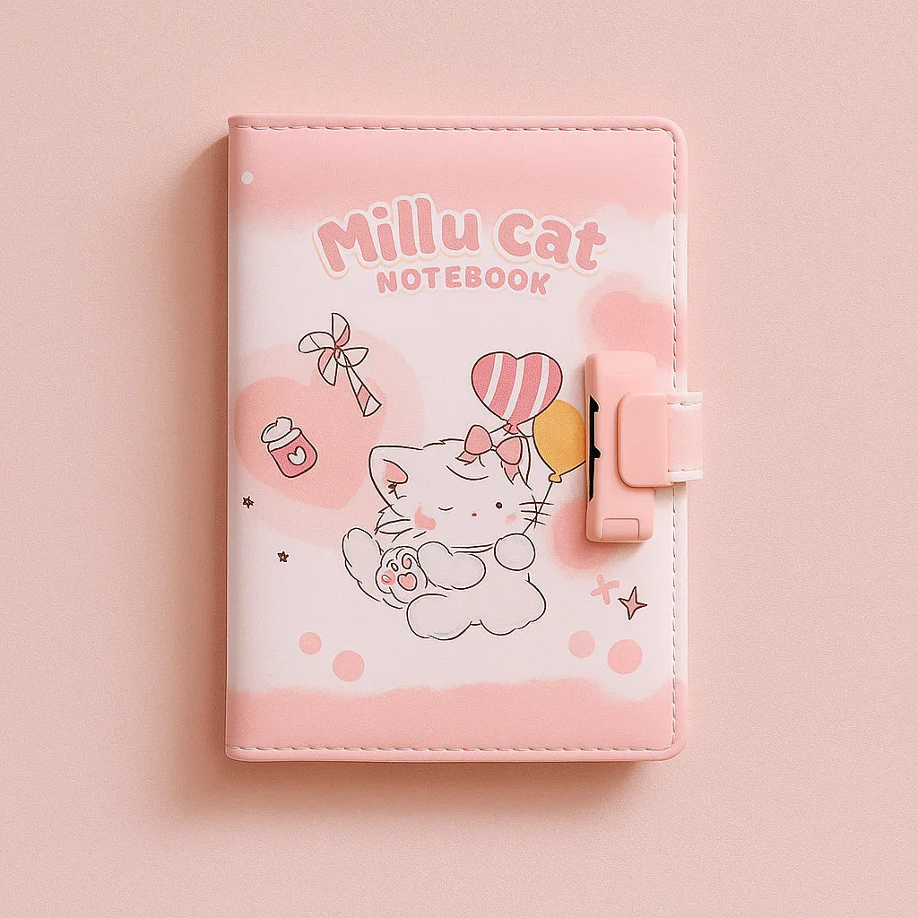 Milu Cat Notebook - Balloon Adventure