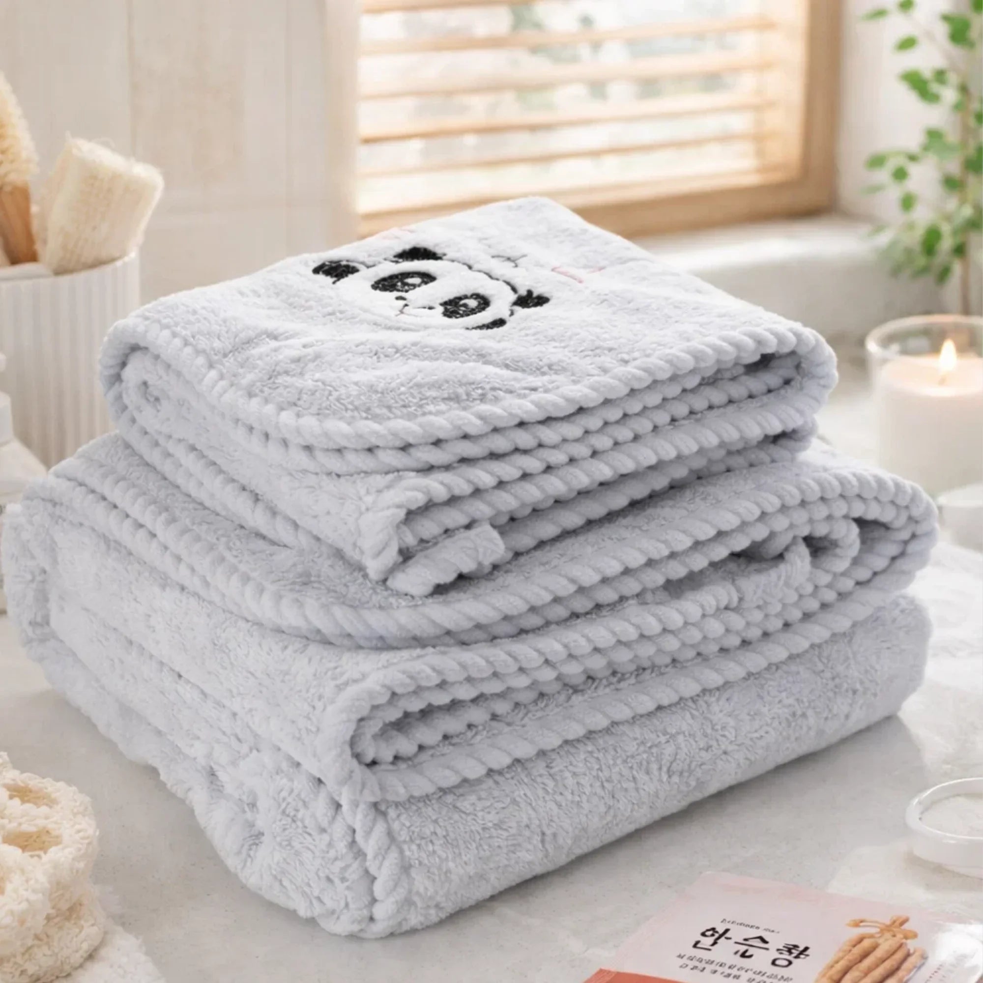 Panda Microfibre Towel Grey