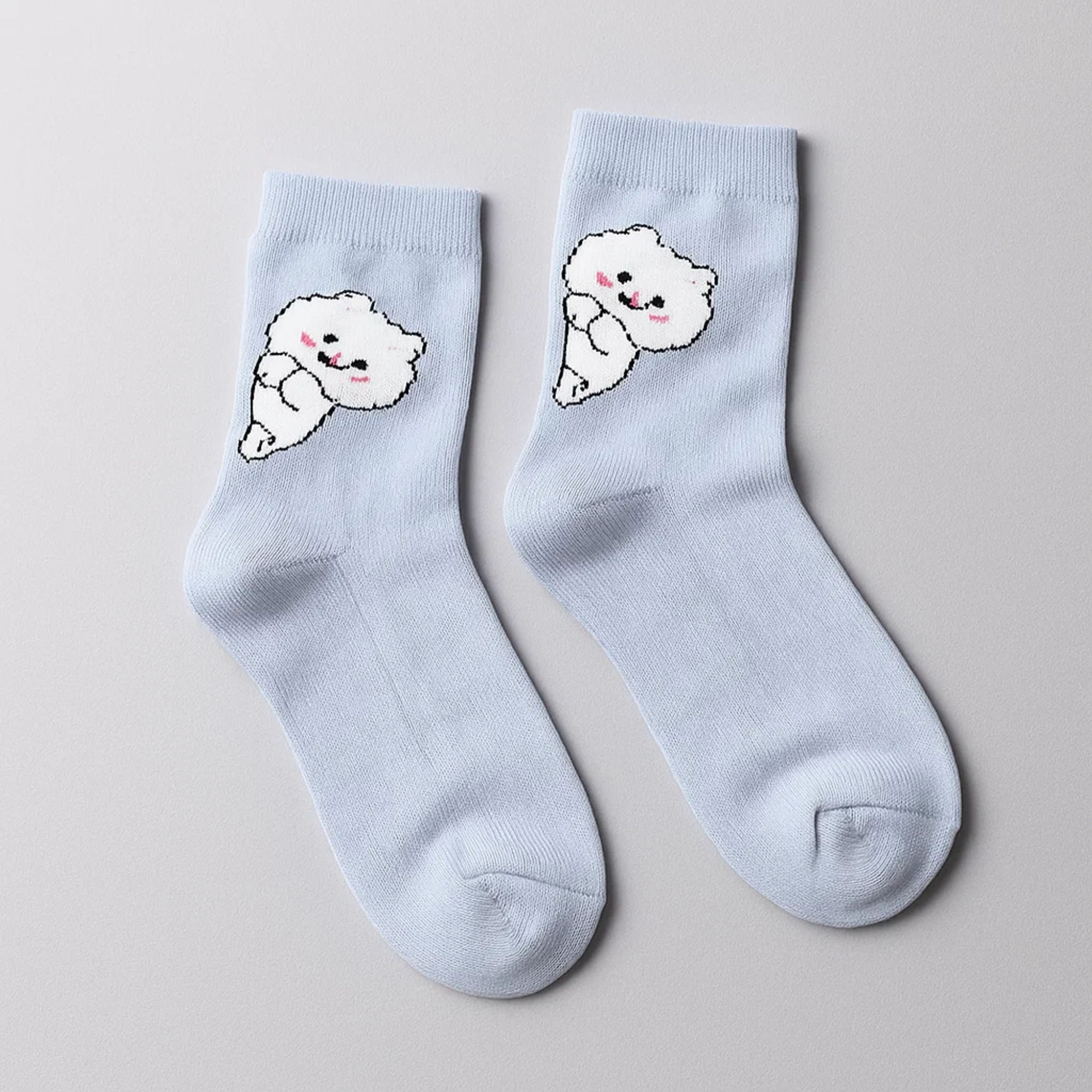 Fluffy Kitten Blue Socks