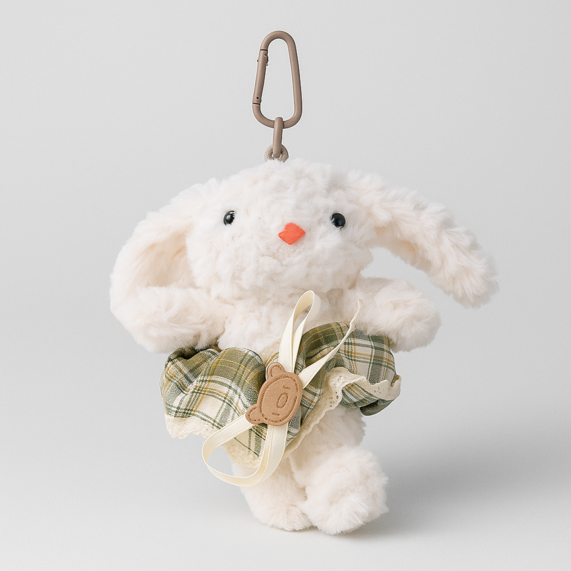 Olive Green Dress Bunny plushie keyring