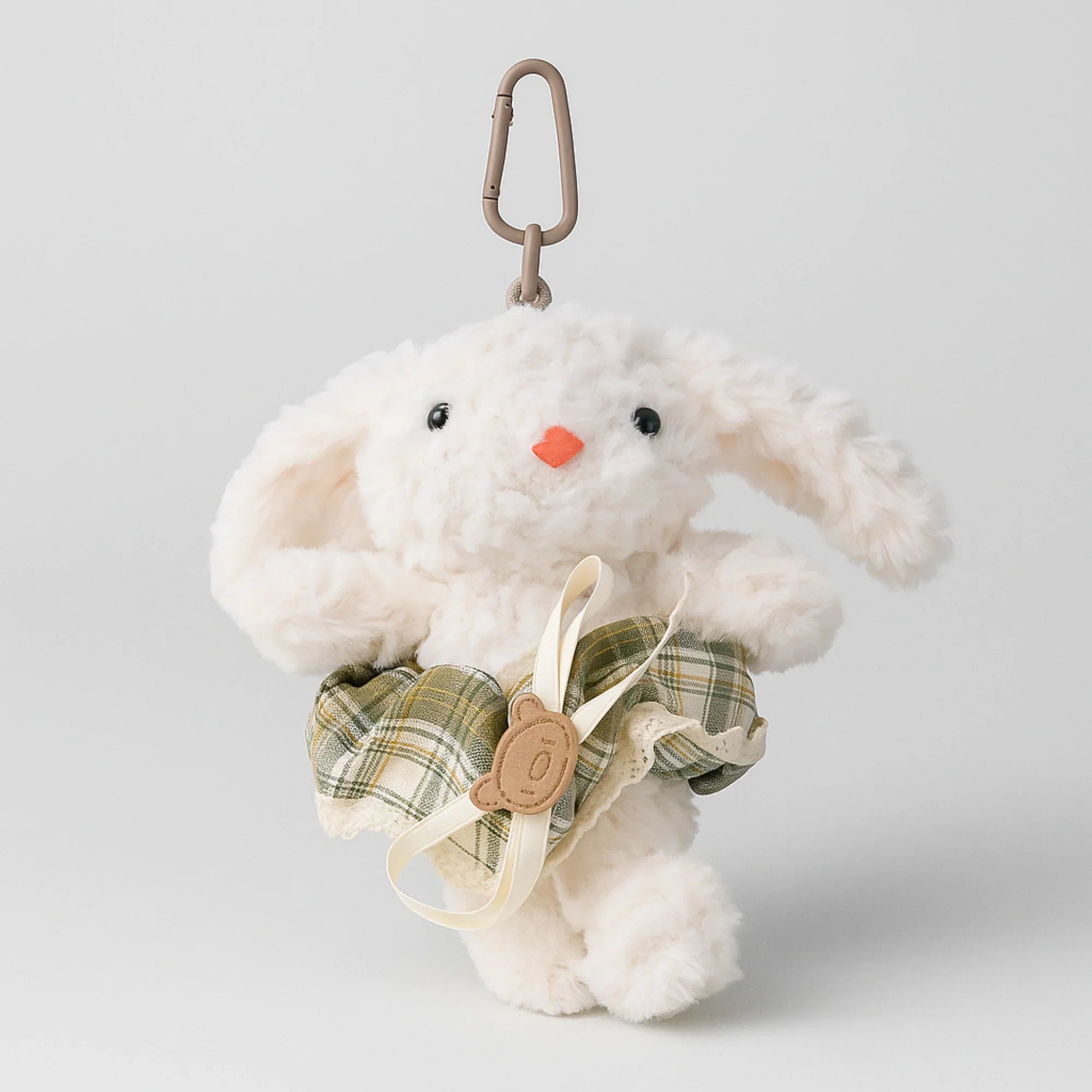 Olive Green Dress Bunny plushie keyring
