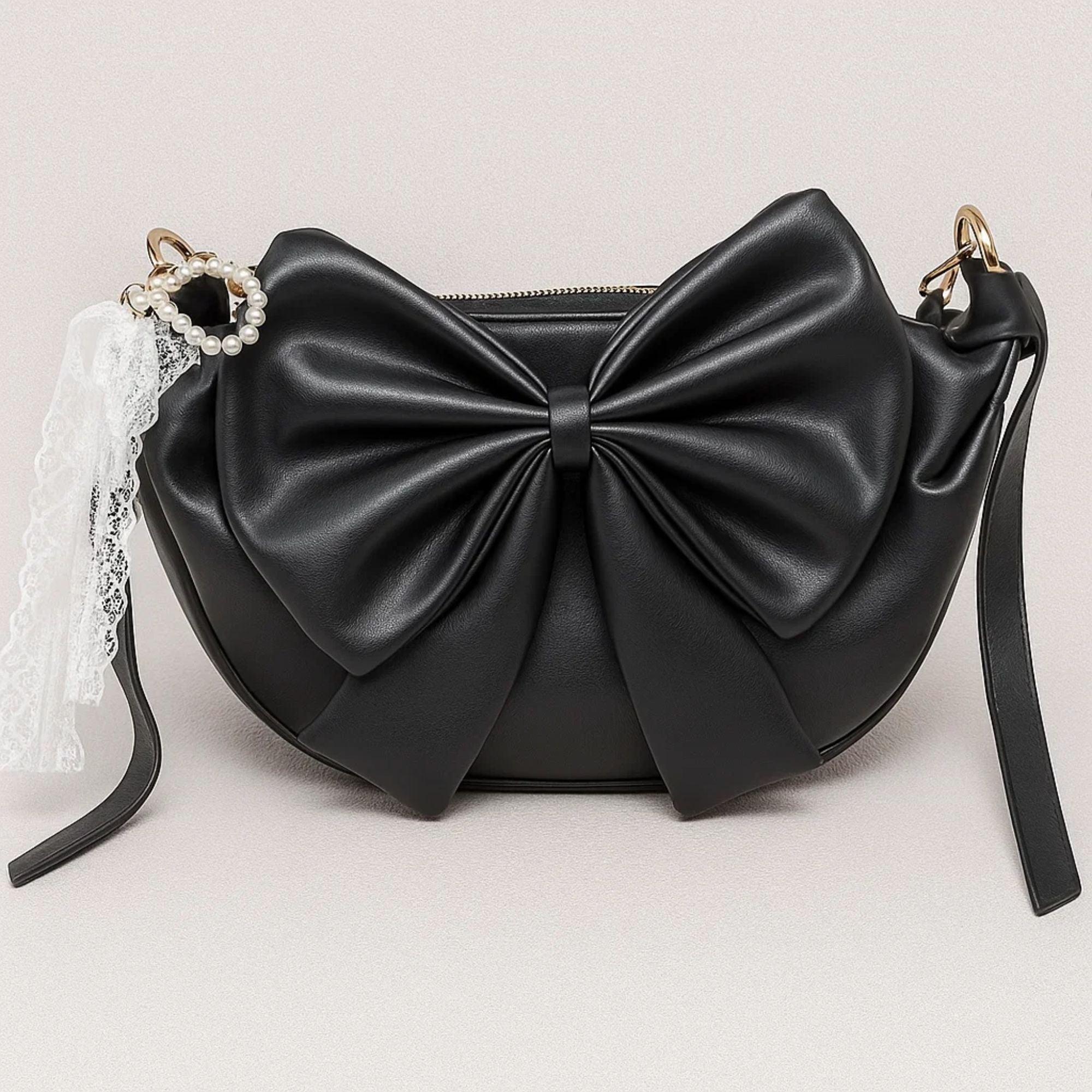 Round Bow Sling Bag - Black