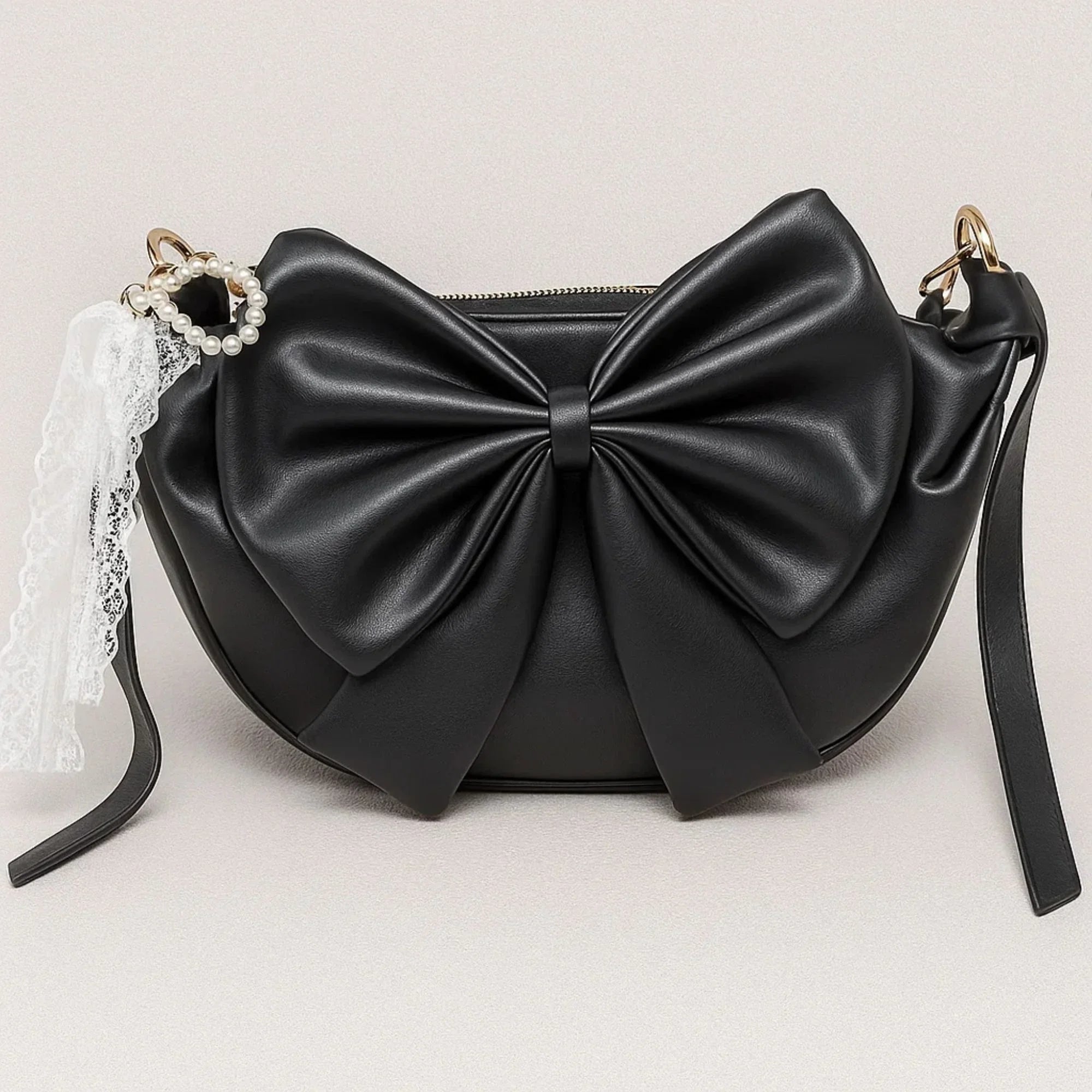 Round Bow Sling Bag - Black