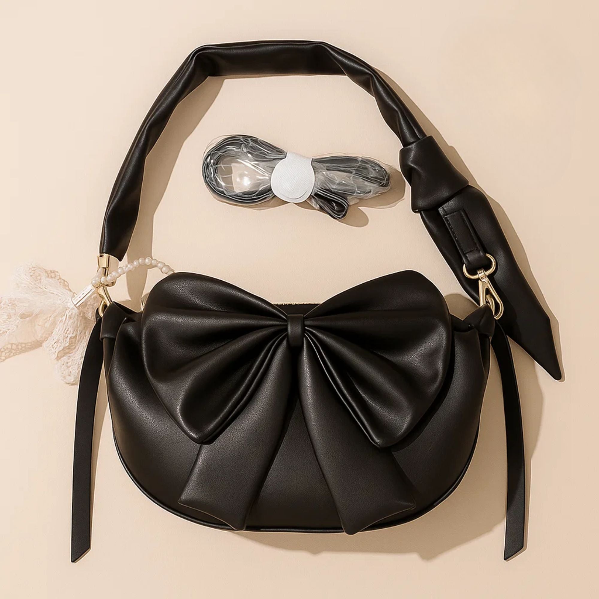 Round Bow Sling Bag - Black