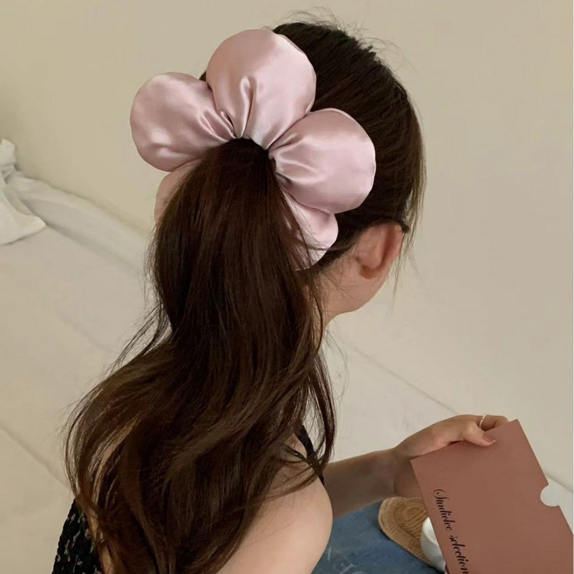 Puffy Flower Pink Scrunchie