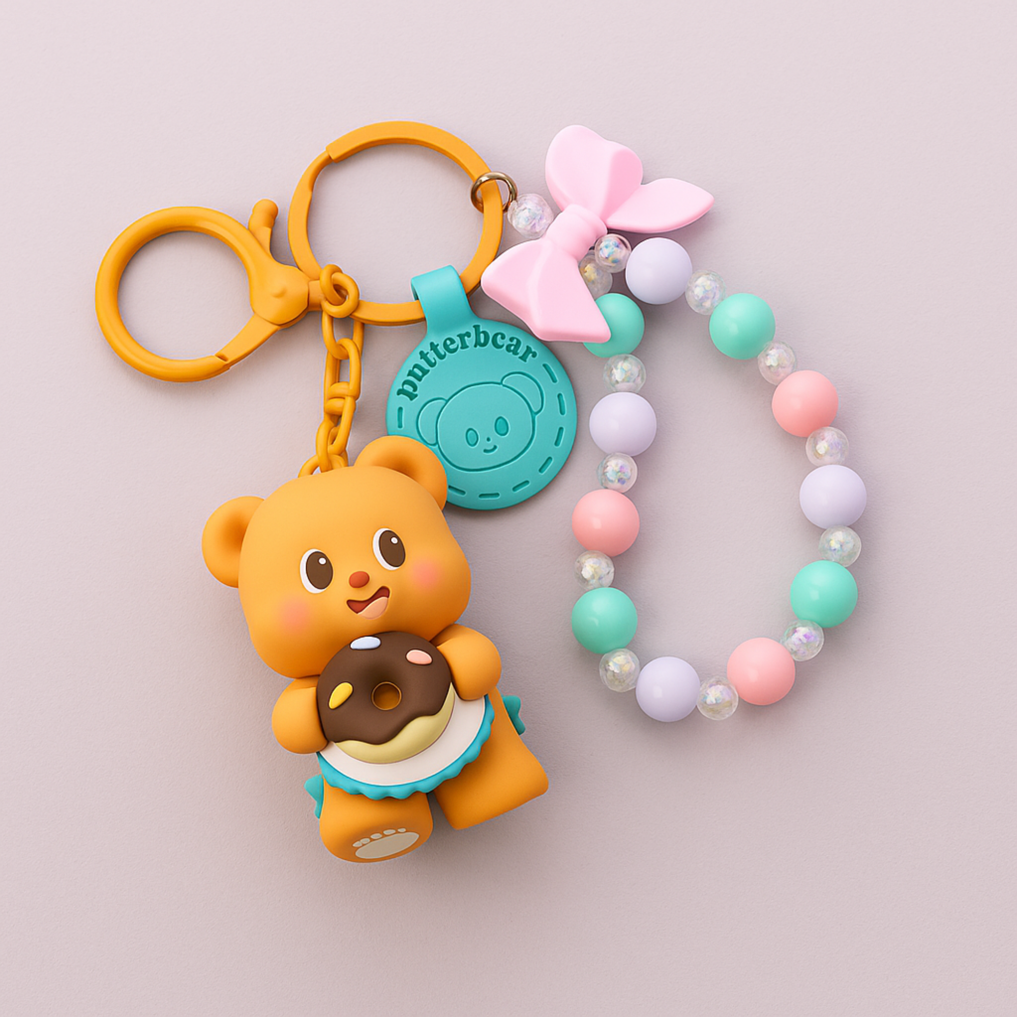 Butterbear with Donut Silicone Keyring