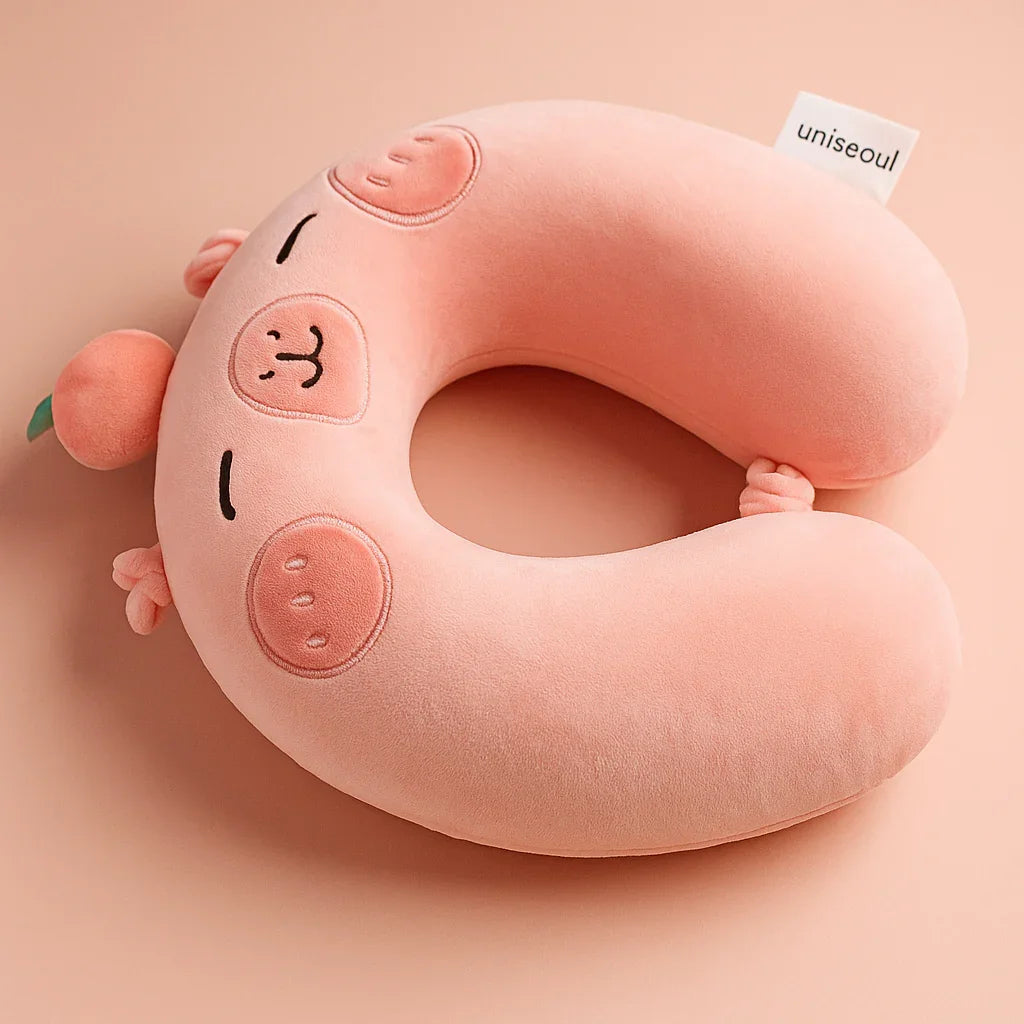 Pink Capybara Neck Pillow (Memory Foam)