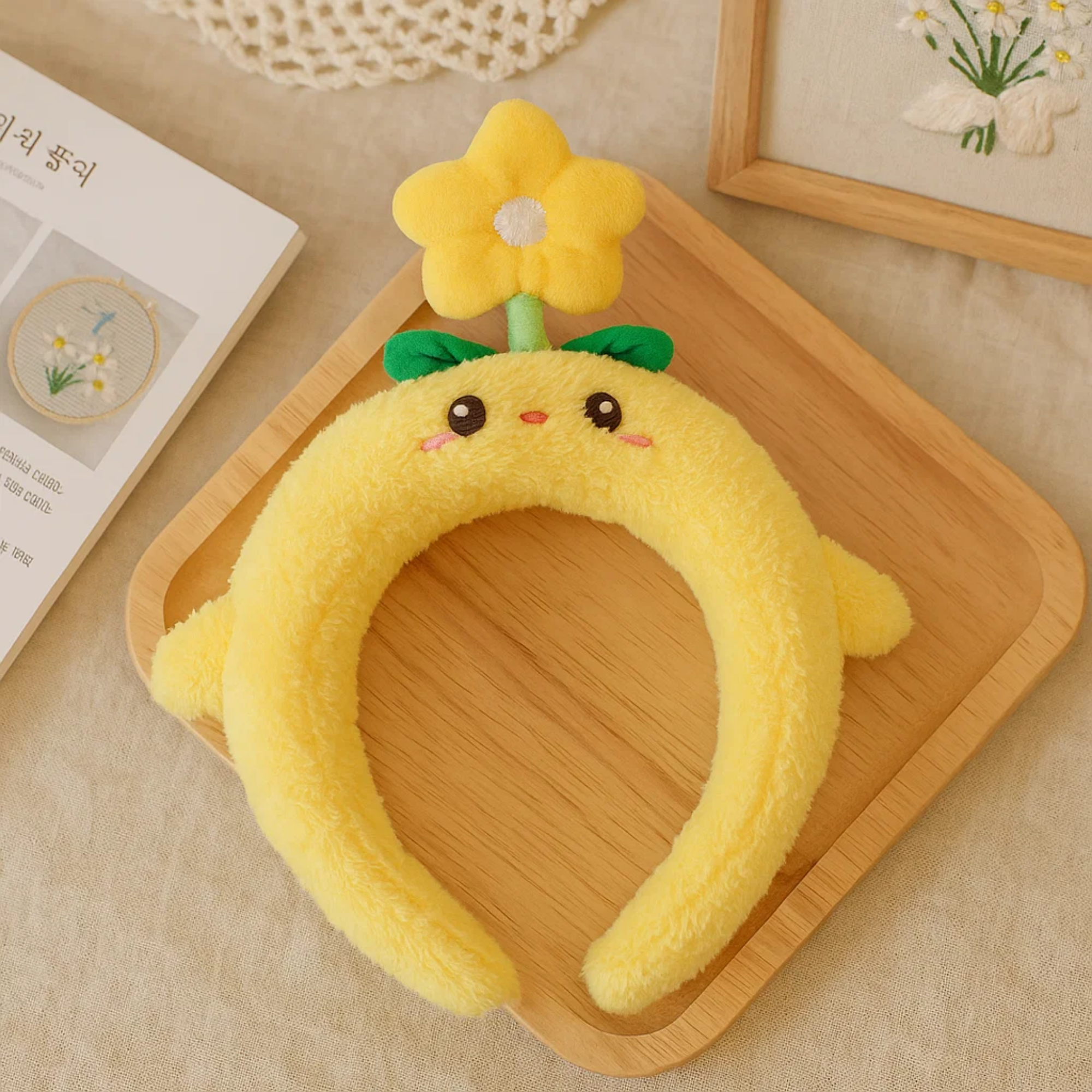 Spinning Flower Headband Yellow