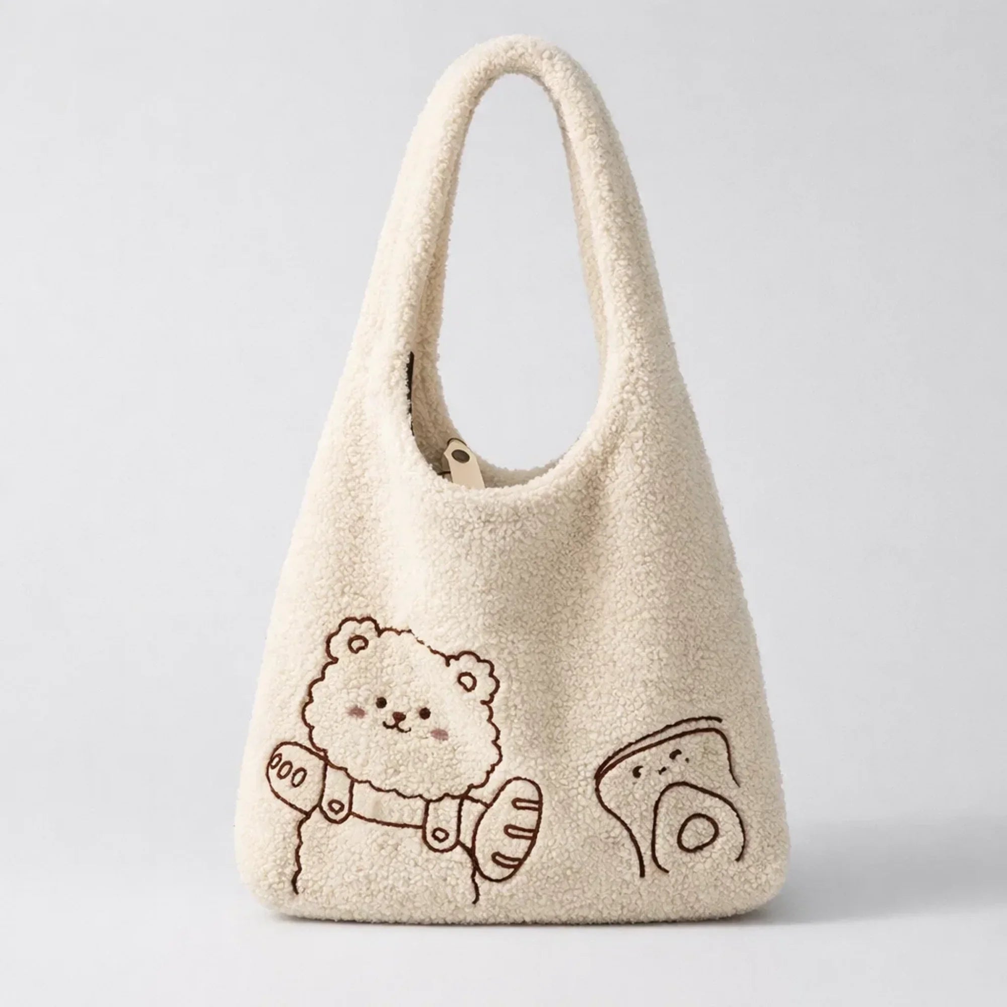 Toastie bear White Furry Tote Bag