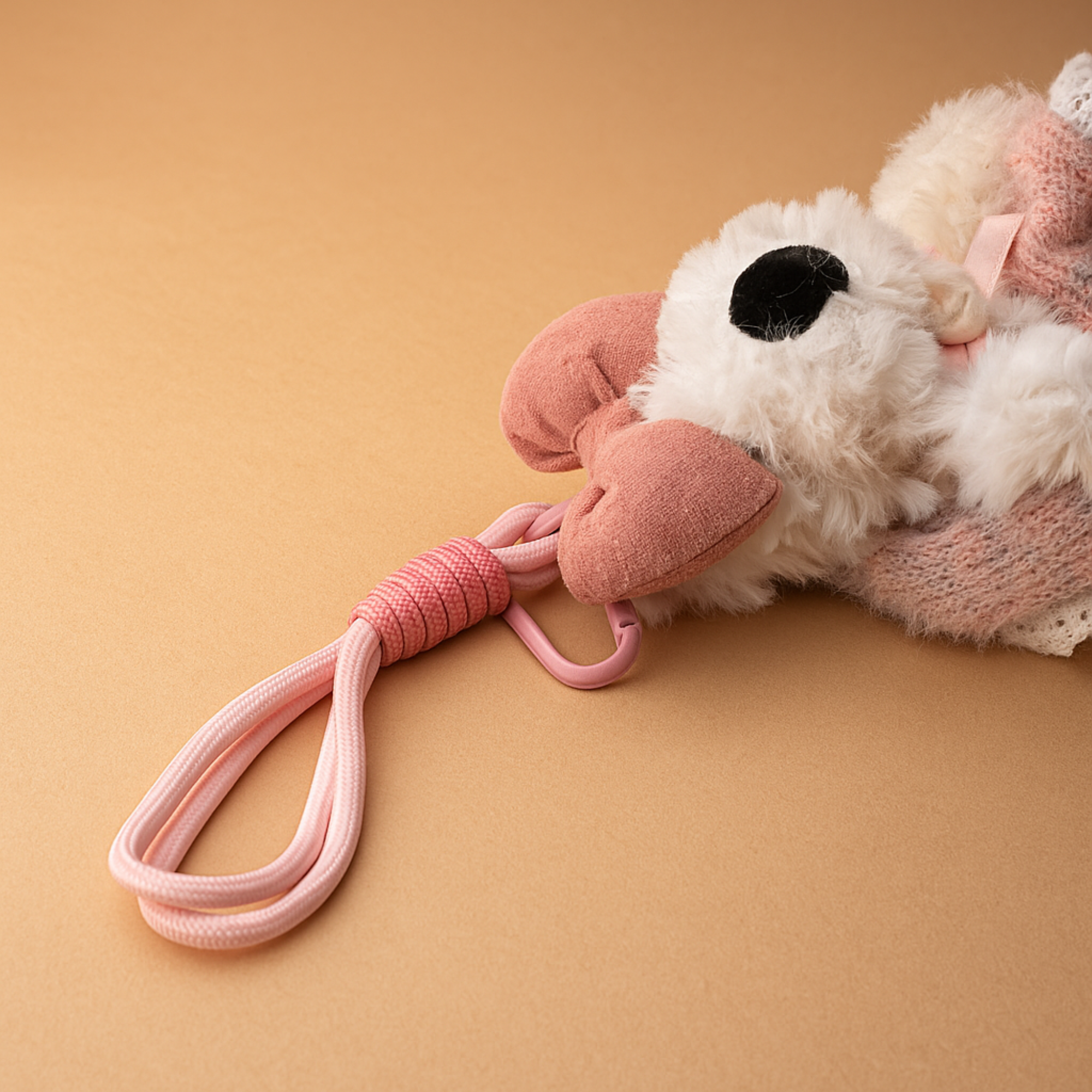 Pink Dress and Bow Dog Plushie Keyring