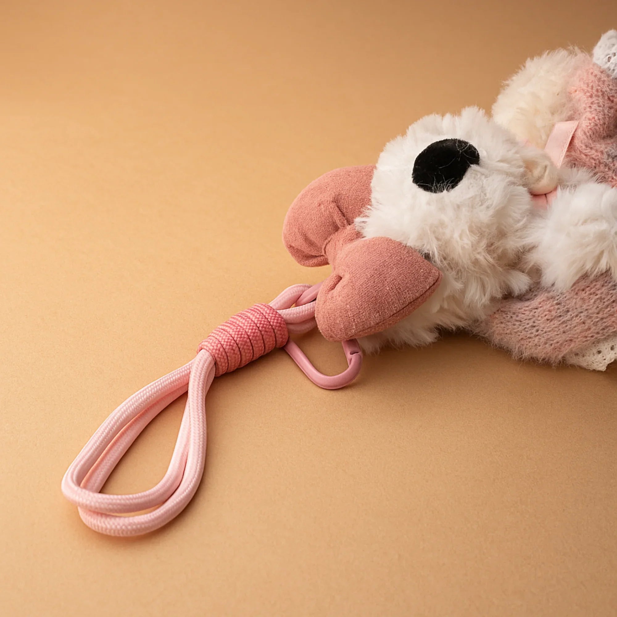 Pink Dress and Bow Dog Plushie Keyring