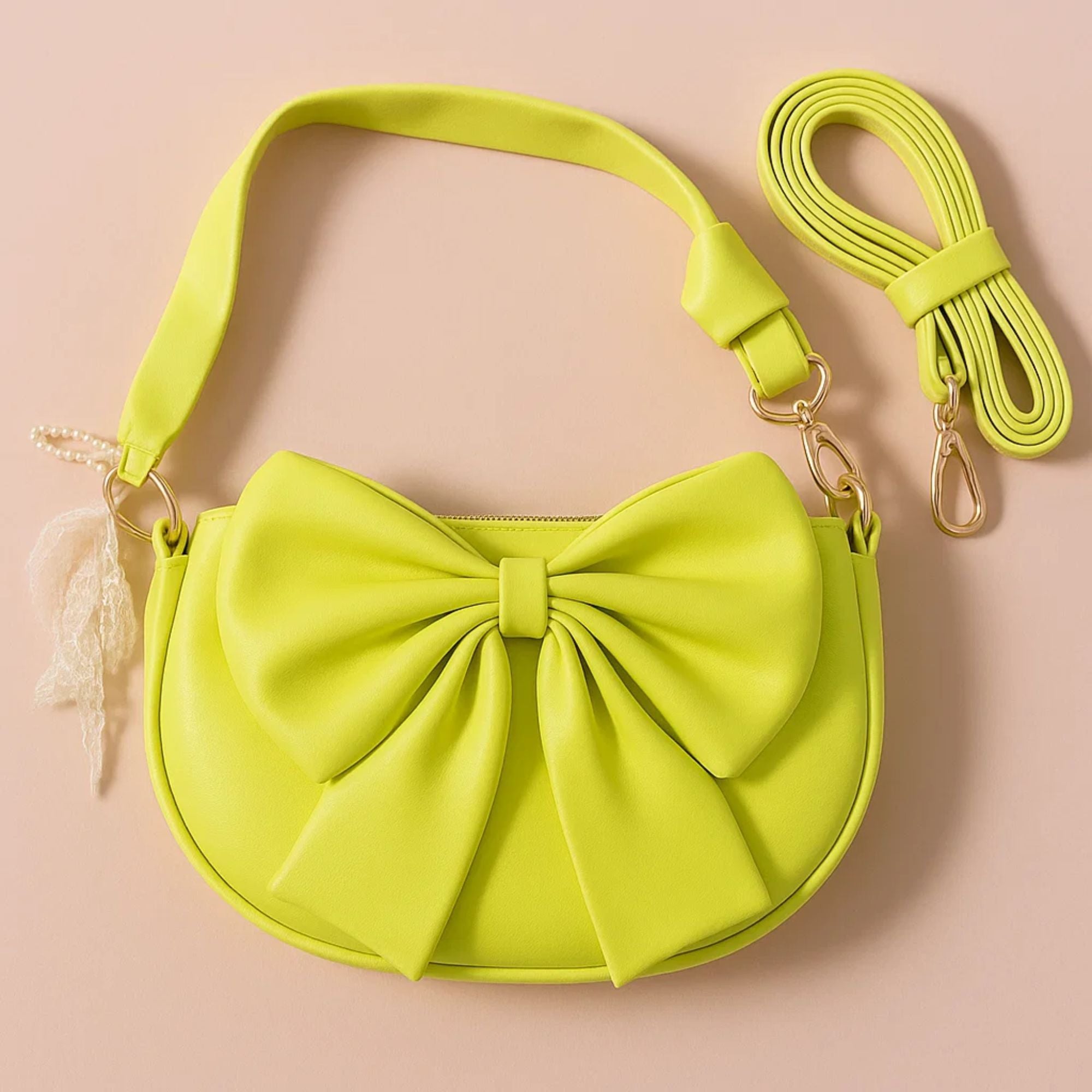 Round Bow Sling Bag - Lime Green