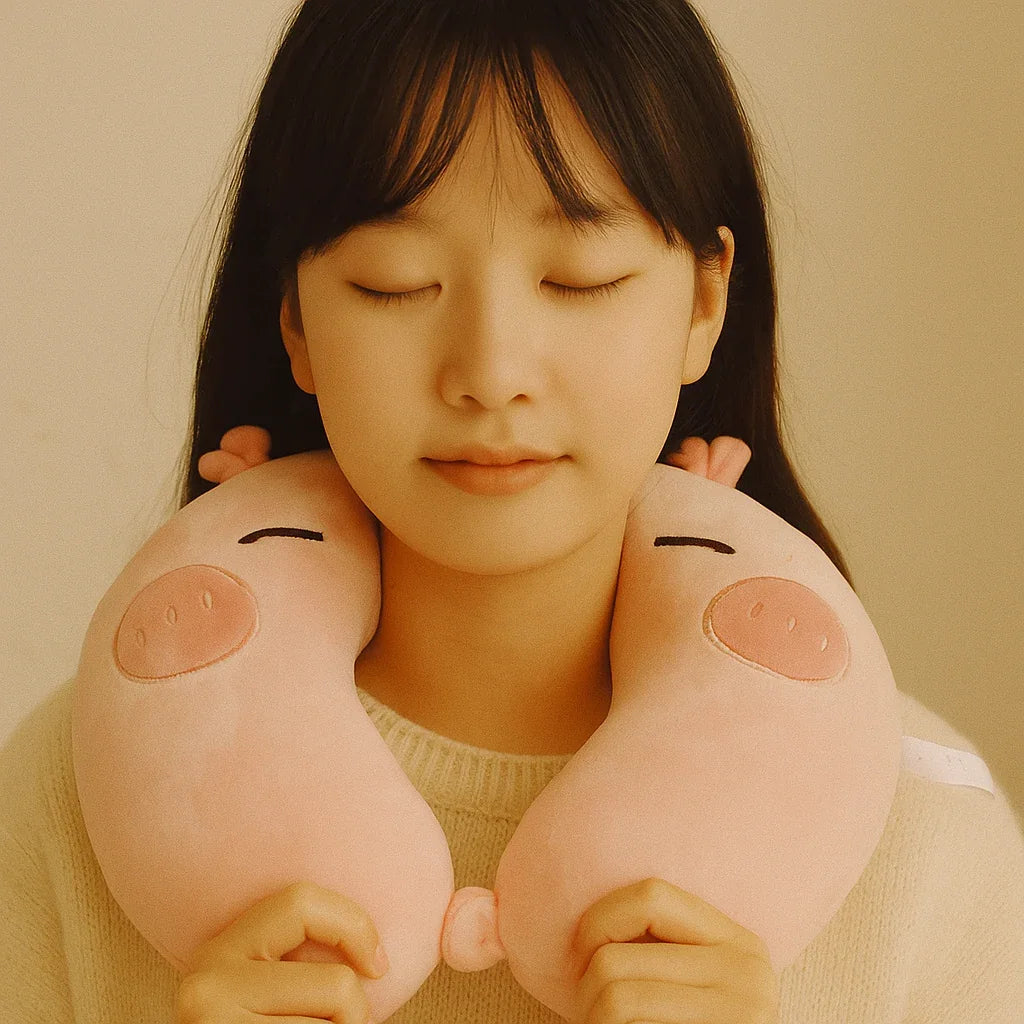 Pink Capybara Neck Pillow (Memory Foam)