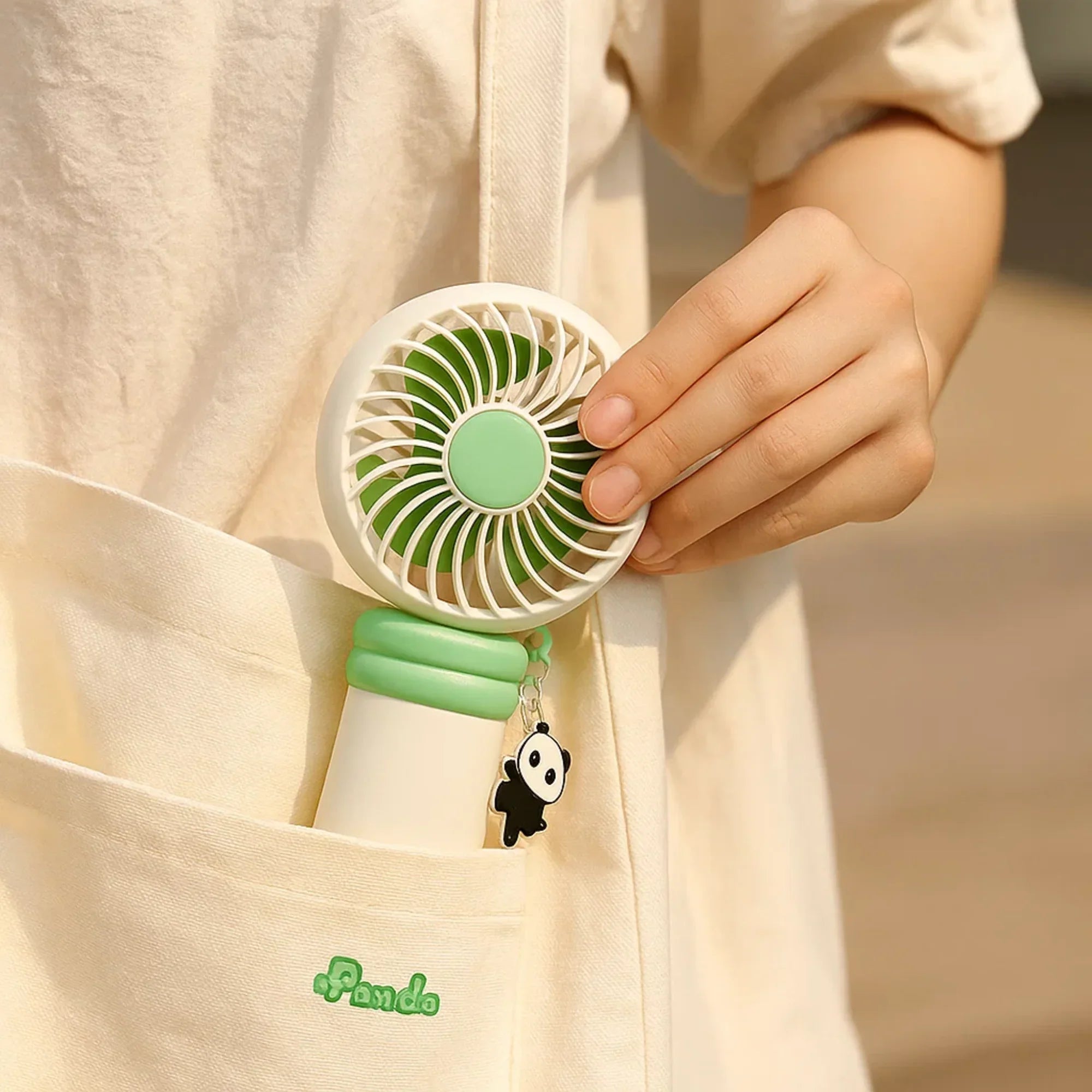 Panda Charm Keyring Portable Fan