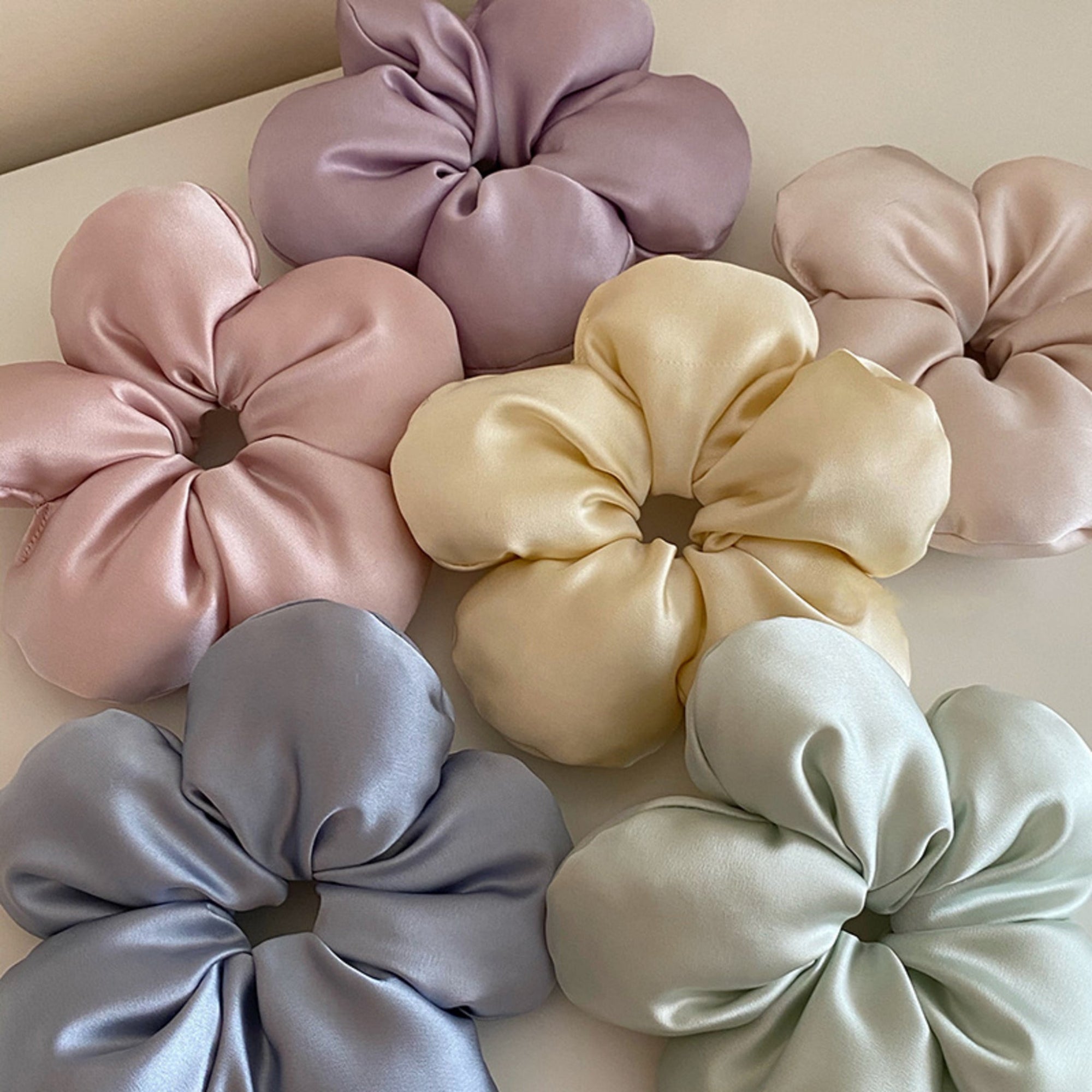 Puffy Flower Blue Scrunchie
