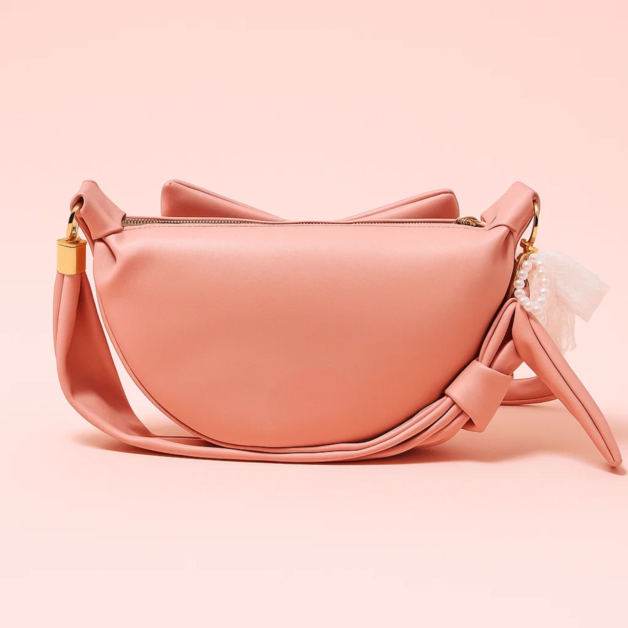 Round Bow Sling Bag - Baby Pink